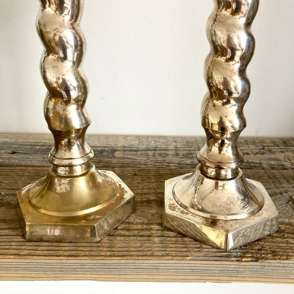 Silver Candlesticks heavy set of 2 - Picture 2 of 6